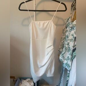 BlueBlush White Shirred Asymmetrical Dress NEW